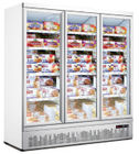 Congélateur en verre d'aliments surgelés de porte du montant 4 de supermarché, congélateur de réfrigérateur commercial d'affichage