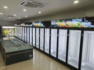 Réfrigérateur droit de congélateur de porte de supermarché d'étalage en verre d'affichage avec le système de refroidissement de fan