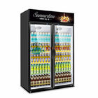 réfrigérateur en verre d'affichage de 2 boissons de portes, étalage en verre de réfrigérateur commercial de supermarché