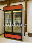 Congélateur en verre d'affichage de réfrigérateur de boisson de boissons de la porte 2, réfrigérateur commercial de porte à deux battants de supermarché