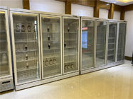 La bière en verre de boisson non alcoolisée de réfrigérateur de trois boissons de portes a frigorifié le refroidisseur droit de refroidisseurs d'affichage