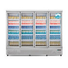 Refroidisseur en verre de porte de boissons de réfrigérateur de boisson de bière de 4 portes de réfrigérateur froid vertical commercial d'affichage