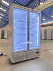 Réfrigérateur en verre vertical de réfrigérateur de boisson de porte à deux battants d'étalage de bière