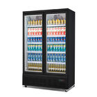 Le réfrigérateur en verre de boissons d'énergie de la porte deux a tout droit frigorifié la vitrine de boisson