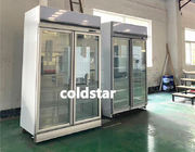 Réfrigérateur vertical d'affichage de porte à deux battants de matériel de réfrigération de supermarché