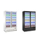 Réfrigérateur en verre vertical de réfrigérateur de boisson de porte à deux battants d'étalage de bière