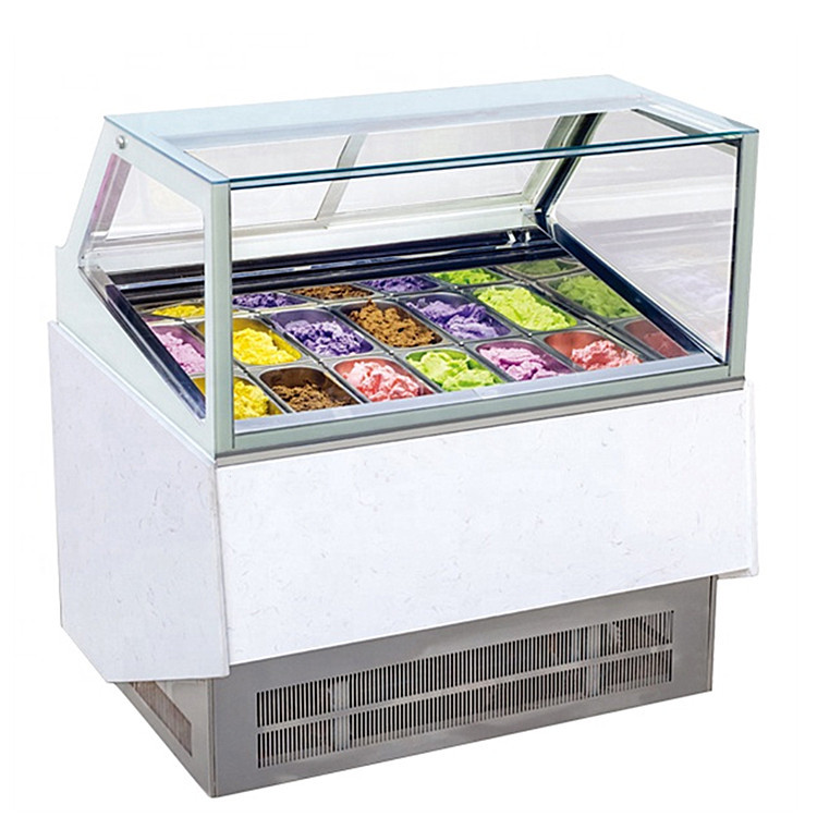 Étalage de Gelato d'Italien de congélateur de 12 Pan Ice Cream Display