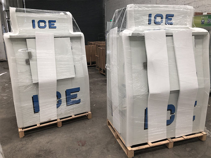 Marchandiseur extérieur de glace de mur froid, Cu 38. Pi a peint le congélateur en acier 7 de sac de glace