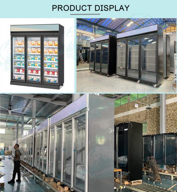 Three Glass Doors Display Freezer Commercial Refrigerator And Freezers