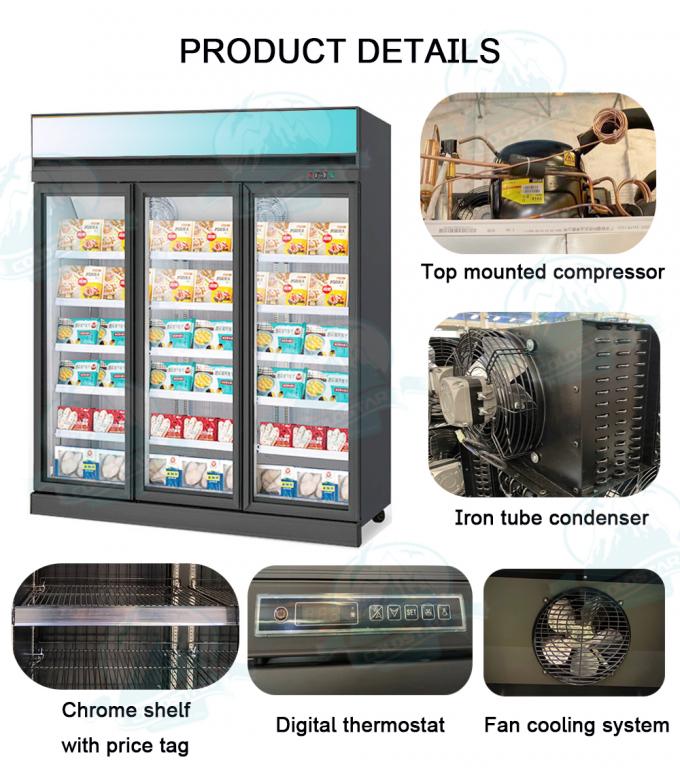 Three Glass Doors Display Freezer Commercial Refrigerator And Freezers