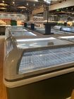 Congélateur de réfrigérateur combiné par coffre incurvé en verre d'île de couvercle de glissement de congélateur d'île de supermarché