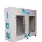 Poubelle de glace mise en sac par congélateur commercial d'intérieur de glace avec deux portes en verre