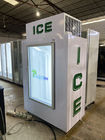 Poubelle de glace mise en sac par congélateur commercial d'intérieur de glace avec deux portes en verre