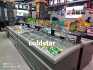 Congélateur de réfrigérateur en verre d'île de coffre de porte d'aliments surgelés de matériel de réfrigération de supermarché