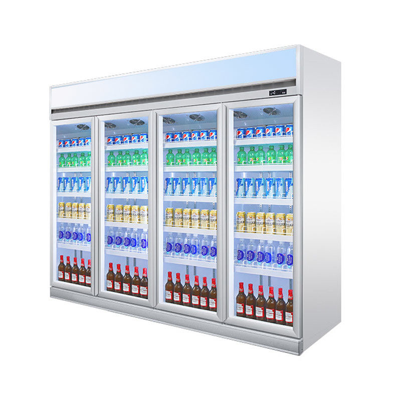 Refroidisseur en verre de porte de boisson de portes du message publicitaire 4 de réfrigérateur droit d'affichage