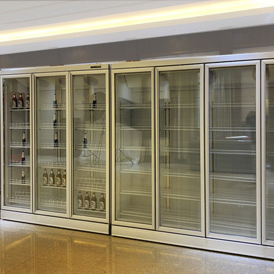 Congélateur commercial d'affichage d'aliments surgelés de réfrigérateur de supermarché de porte en verre verticale