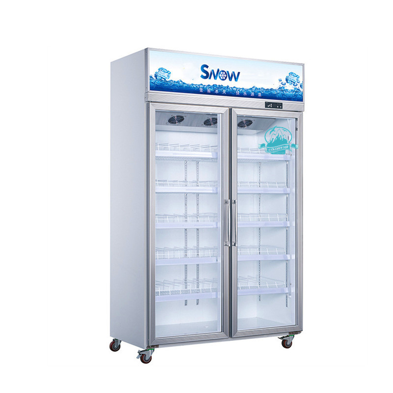 Congélateurs de réfrigérateurs droits d'affichage de porte à deux battants de porte en verre commerciale de congélateur