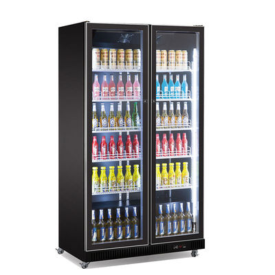 Refroidisseur froid d'affichage de bière de boissons d'affichage de porte à deux battants de barre droite de réfrigérateur avec des lumières de LED